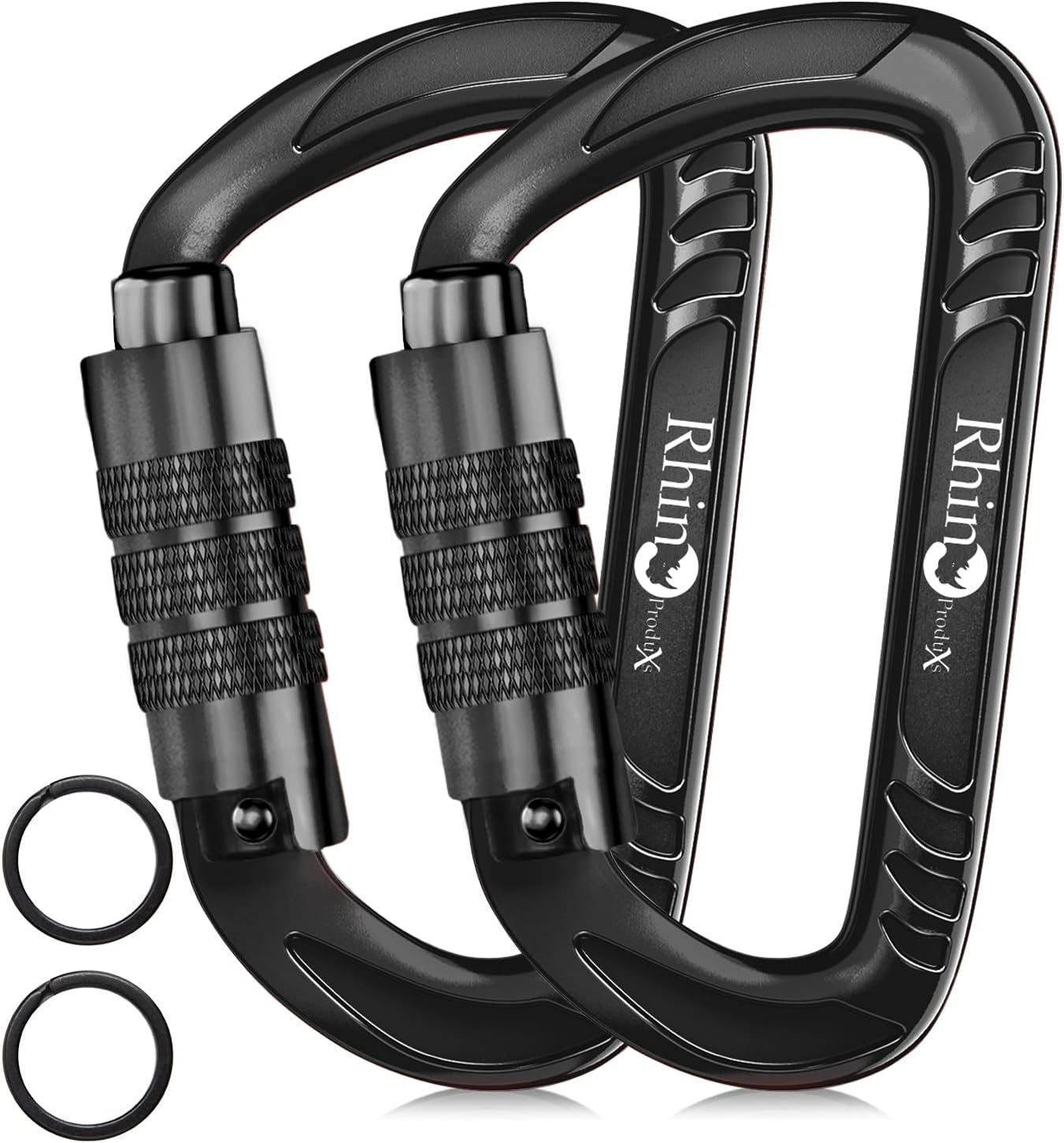 Rhino Produxs 12kN (2697 lbs) Heavy Duty Carabiner Clips, for Securing Pets, Outdoor, Camping, Hiking, Hammock, Dog Leash Harness, Keychains