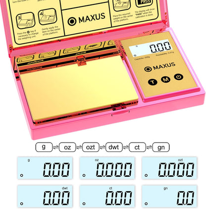 MAXUS Digital Pocket Gram Scale 500g x 0.01g High Precision with Tray, Weighs Small Food, Jewelry, Ounces, Grains, LCD Display, Tare Function