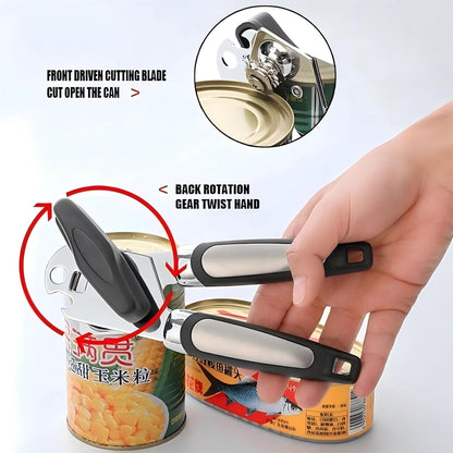 Phmnkl Manual Can Opener & Wine Corkscrew Set, Smooth Edge Safe Cut, Ergonomic Soft Grip for Seniors & Arthritis, Food Grade Stainless Steel, Great Kitchen Gift for Home & Camping