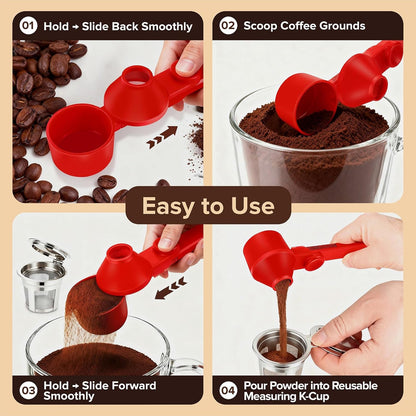 Coffee Scoop 2Tbsp & 51mm Espresso Tamper - BPA-Free PCTG Scoop Funnel, Fits K-Cups, Precise Measuring for Coffee/Protein/Powder/Hot Cocoa & Formula Dispensers (Black 1Pack)