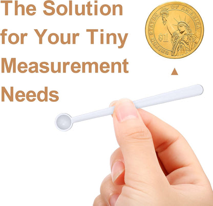 Chengu 200 Pieces Mini Measuring Spoons 1/32 Teaspoon Micro Scoops 0.15 ml Mini Spice Scoop Micro Powder Scoop for Sugar Herbs Cosmetics Coffee Milk Measurement Tools Supplies