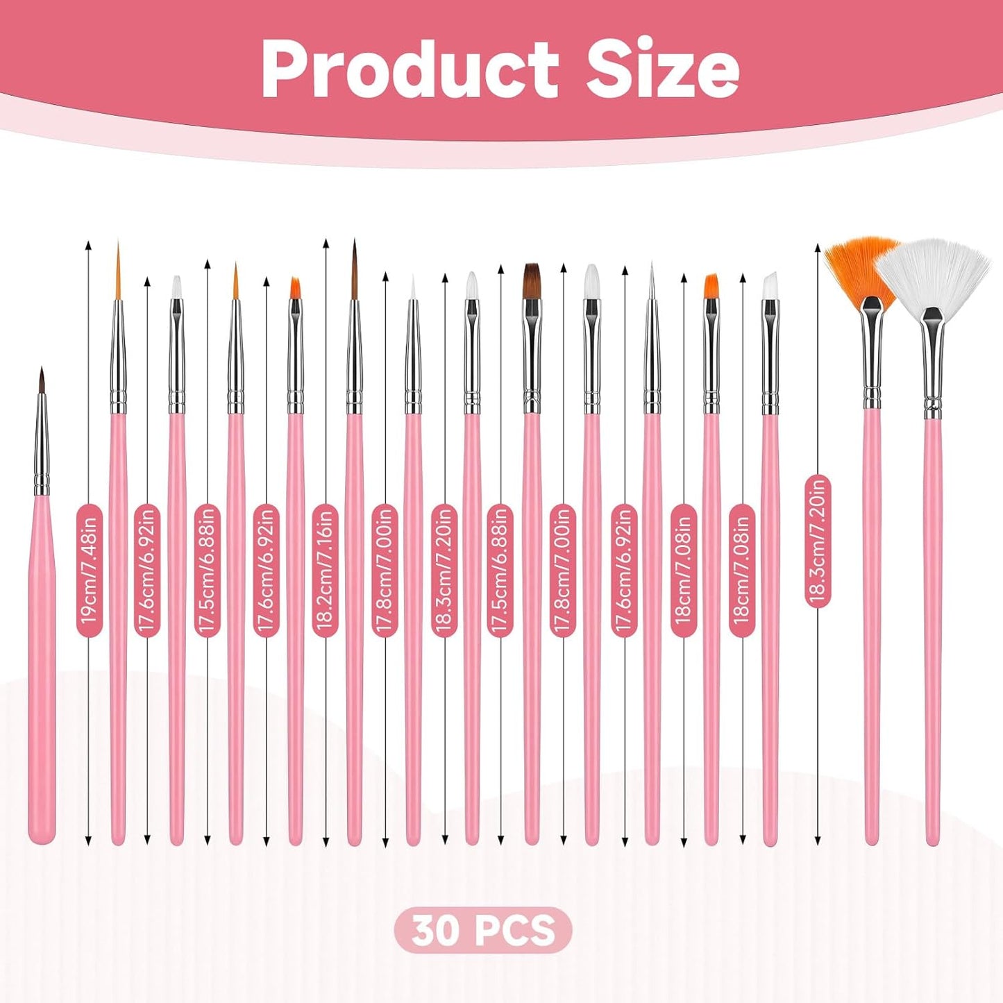SHENLIU 30 PCS Cake Decorating Brushes, Food Paint Brushes Cookie Paint Detail Brush Fondant Cookie Icing Pastry Brush Baking Cake Decorating Tools for DIY Painting Baking(Pink + Black)