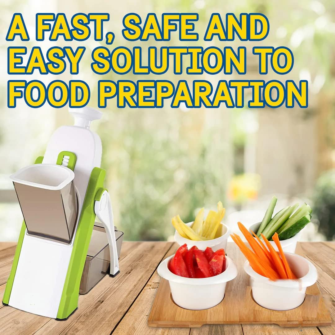 Cook Safe Mandoline Vegetable Chopper Slicer Dicer Adjustable 30 Settings, Veggie Onion Cutter French Fry Chops, Dices and Juliennes for Quick Easy Kitchen Food Meal Prep
