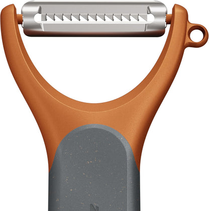 Zyliss Swivel Peeler – Ultra-Sharp Stainless Steel Blade for Potatoes, Carrots & Soft Fruits – Ergonomic Wheatstraw Grip – Built-in Eye Cutter & Safety Cover – Dishwasher Safe – Vegetable Peeler