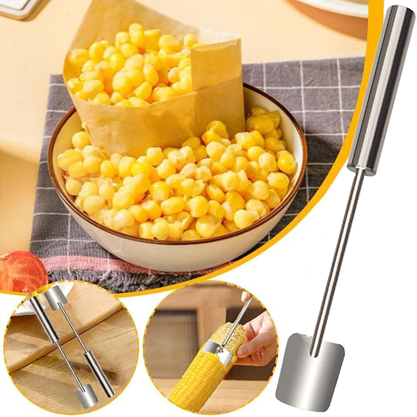 Corn Kernel Remover Tool - Stainless Steel Corn Peeler with Ergonomic Handle, Quick & Safe Corn Stripper for Home Kitchen, BBQ, Restaurants - Dishwasher Safe & Rust-Proof