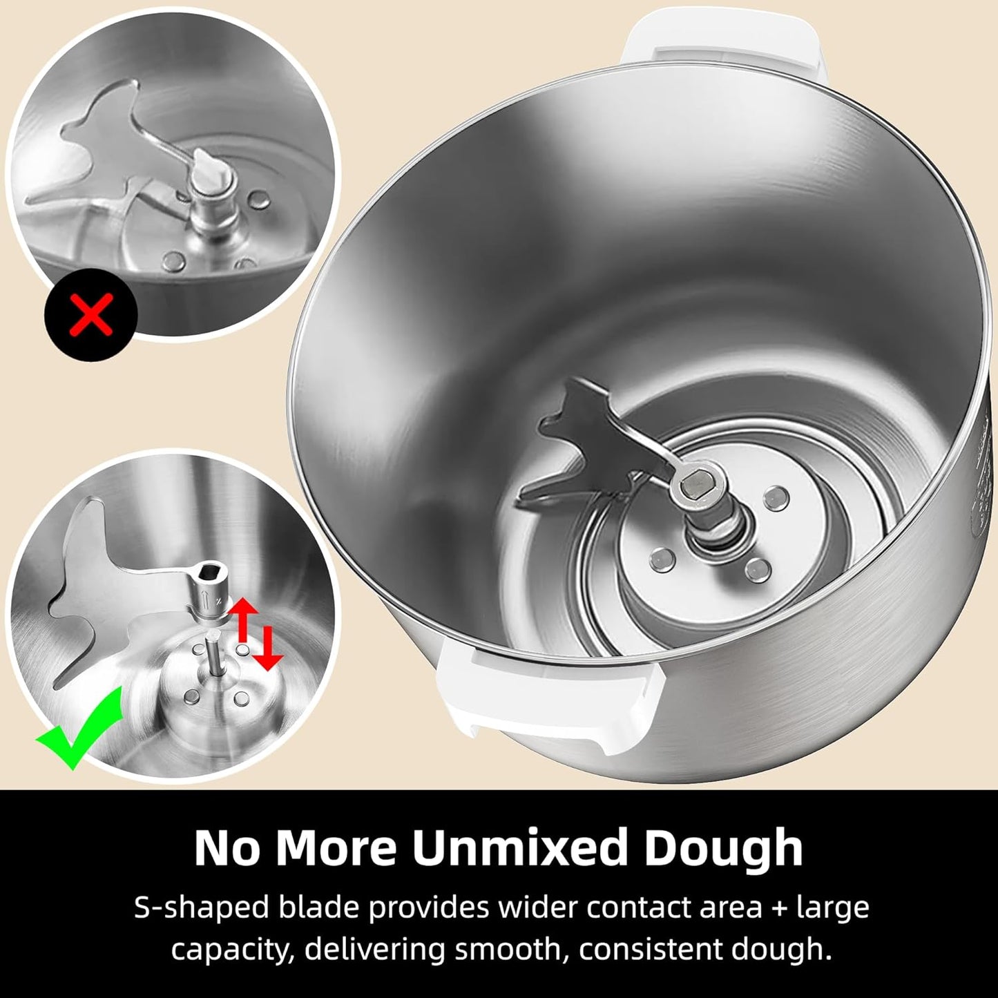 AIZIYO DoughChief, 5.3QT Dough Maker, Dough Mixer with Ferment Function, 304 Stainless Steel Bowl, Removeable lid, Face-up Touch Panel, Electric Stand mixer for Pizza, Bread, Pasta & Mochi