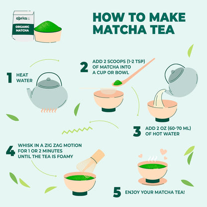 Aprika Life Matcha Bamboo Whisk Set with Holder | 100 Prong Chasen, Bamboo Scoop & Glass Whisk Holder | Matcha Whisk and Holder Starter Kit