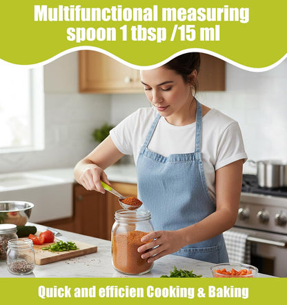 2Pcs Tablespoon Measuring Spoon 1 Tbsp (3 Tsp, 15ml, 1/2oz), Stainless Steel 1 Tablespoon Measuring Spoon with Green Silicone Grip, Perfect for Coffee Tea, Quick Efficient Cooking & Baking