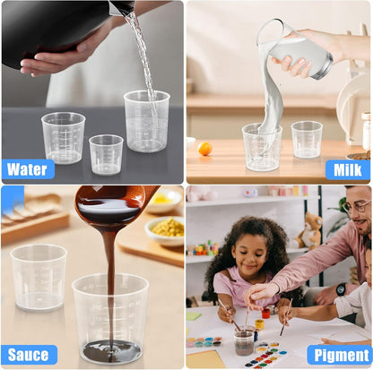 DTDNZKN 3 Pack Measuring Cup Set, Includes 1 Oz (30 Ml), 2 Oz (60 Ml) and 3.4 Oz (100 Ml) Plastic Liquid Measuring Cups- Baking, Cooking, Mixing & Measuring Cups