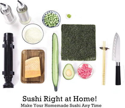FUNGYAND Sushi Making Kit, All-in-One Bazooka Roller Set with Bamboo Mats, Avocado Slicer, Paddle, Knife, Chopstick & Holders, Cotton Bag - DIY Maki Roller Machine