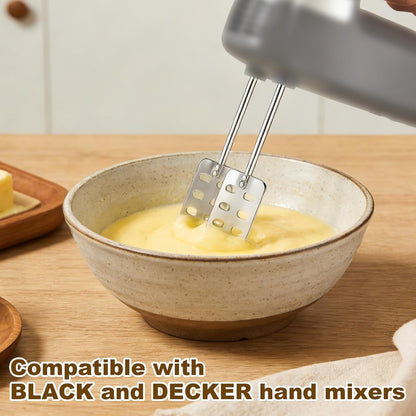 2pcs Hand Mixer Beaters Attachments Compatible with BLACK & DECKER, Universal Stainless Steel Electric Hand Mixer Whisk Replacement for Cooking and Baking