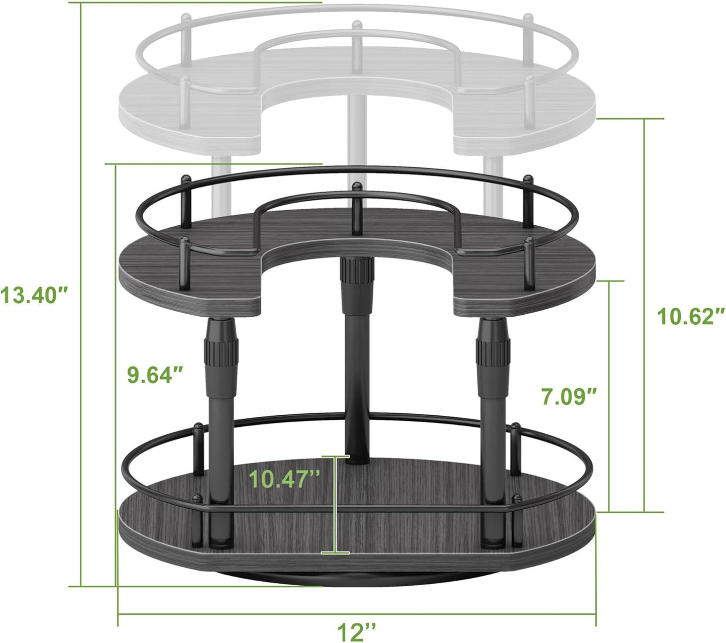 Across-Star Lazy-Susan-Organizer-Spice-Rack, Rotating Spice Organizer For Cabinet Pantry, Seasoning Holder Spice Shelf With Adjustable Height, Kitchen Counter Shelf Countertop Organizer