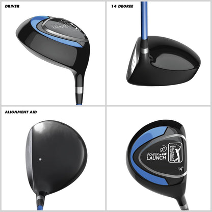 PGA Tour Youth Golf Club Set for Ages 8-12 & 12+ (4’8”–5’10”), Right and Left-Handed Kids Golf Sets – Beginner Junior Golf Clubs with Lightweight Stand Bag, Mallet Putter, Hybrid, Driver