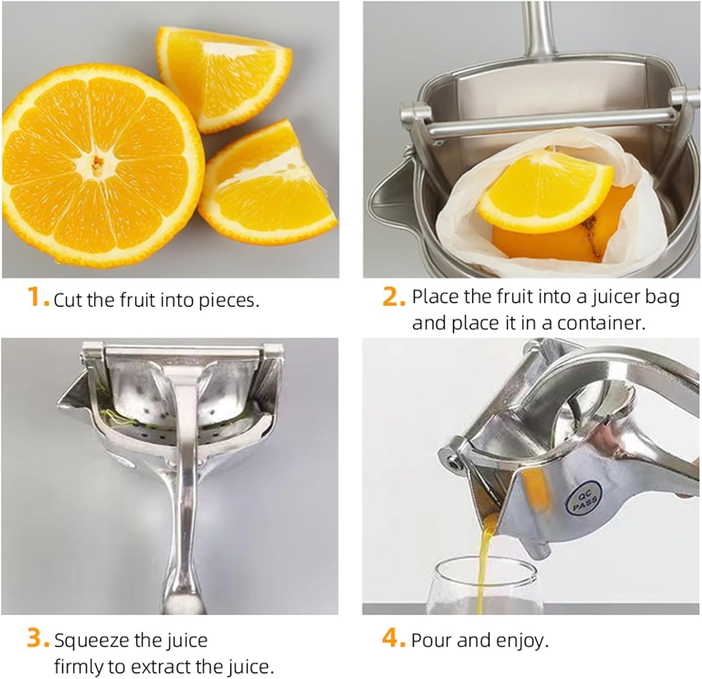 Juicer, Fresh Fruit Juice Extractor Aluminum Alloy, Juice Squeezer Handheld, manual juicer, Easy to Clean with 0.6L Capacity, Heavy Duty Single Press Lemon Squeezer for Lemon, Orange, Grape