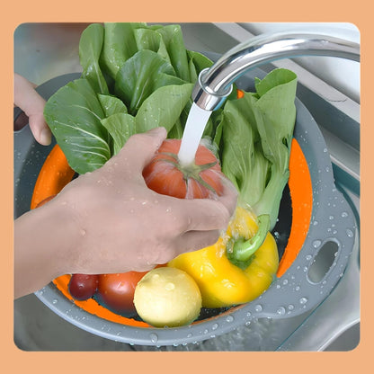 Silicone Colander Collapsible Strainers Set for Kitchen- 2 Pack (5Qt) -Over Home Draining Basket, Food Vegetables & Fruits-Dishwasher Safe, Space Saving Design (Greeen)