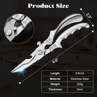 SiXingHardware-Kitchen Pro Shears-Heavy-Duty Stainless Steel Kitchen Scissors For Poultry, Meat, Herbs. Dishwasher Safe, Rust-Proof With Comfortable Grip. Ideal For Chefs And Home Cooking.
