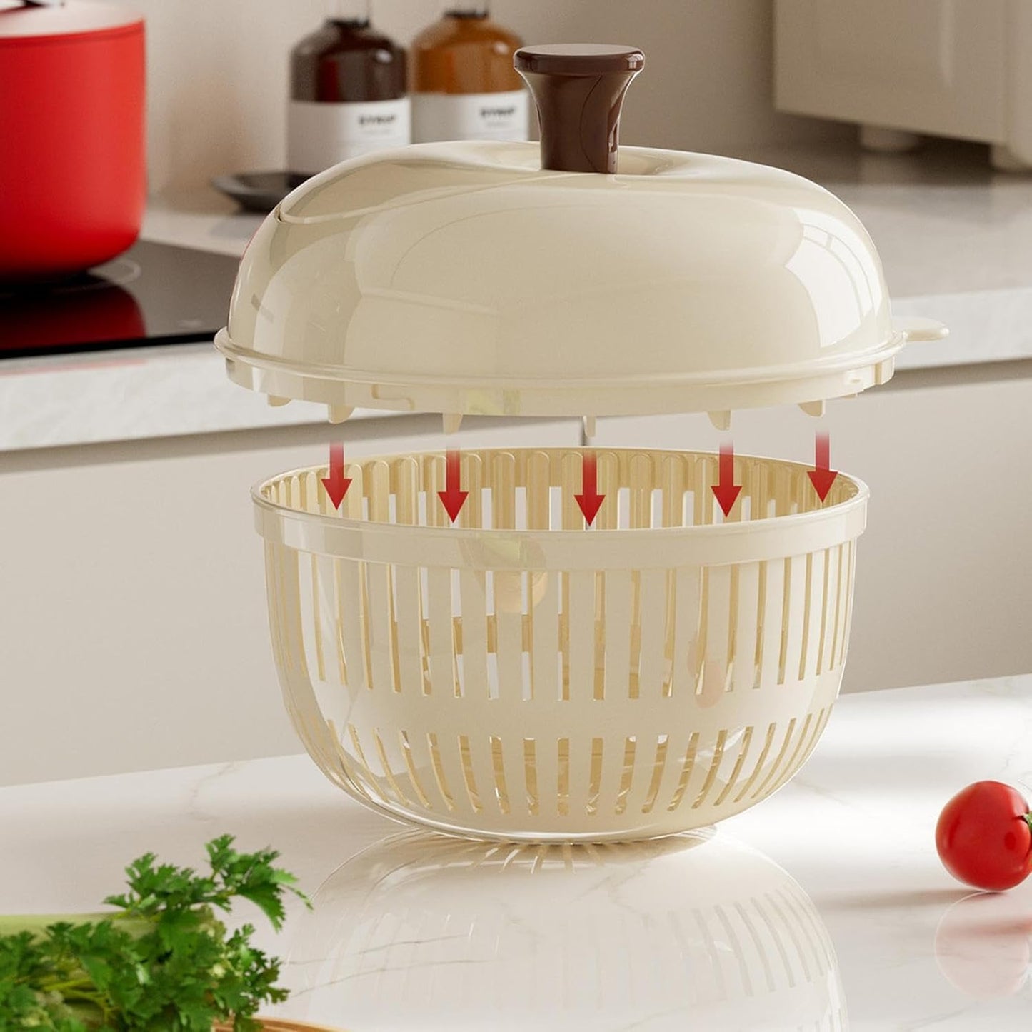 Salad Spinner, Salad Washer And Spinner, Fruit And Vegetable Washer & Dryer, Lettuce Spinners With Vegetable Washing Basket, Fruit Washing Bowl, Easy-Clean Kitchen Gadget For Greens