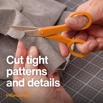Fiskars Micro Trip Scissors, SoftGrip Precision Cutting Shears, Non-Stick Stainless Steel Blades, 5 inches