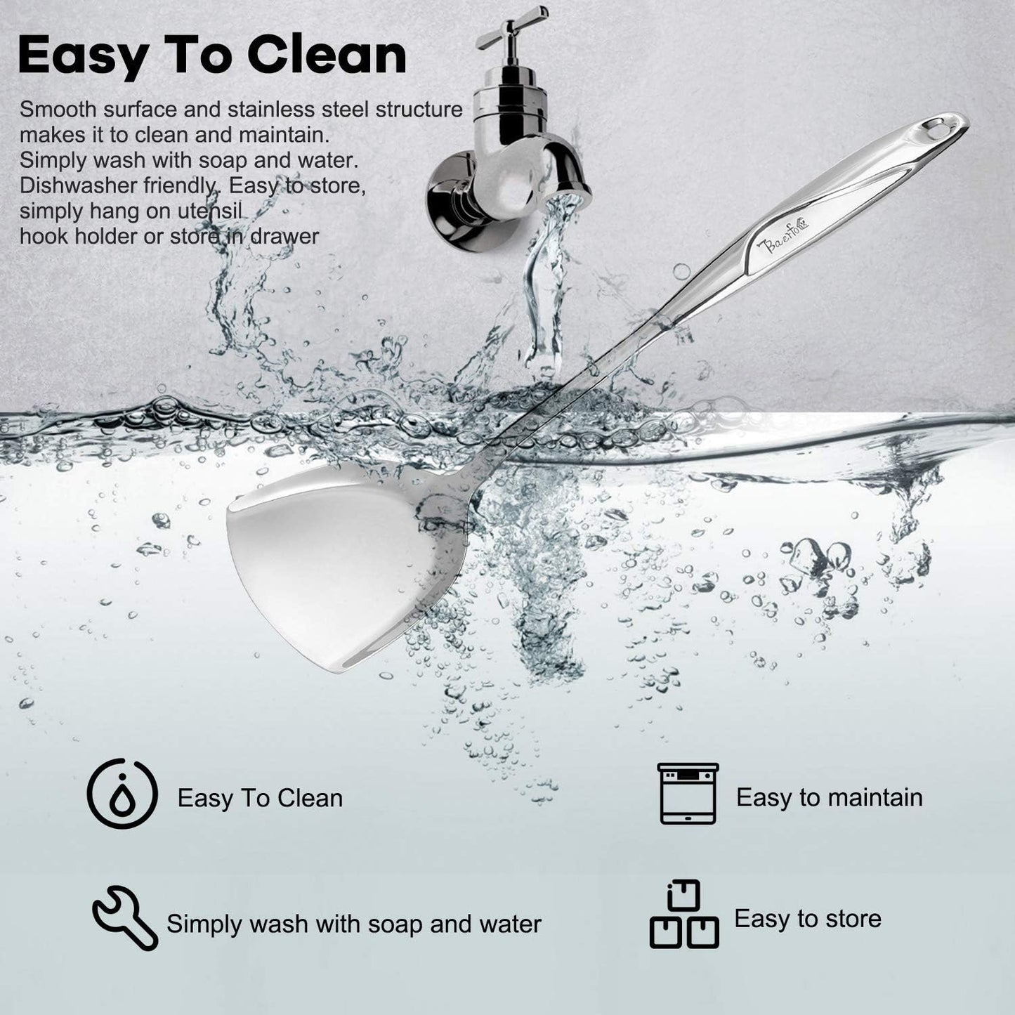 Spatula, Metal Spatula for Kitchen, Stainless Steel Slotted Turner, Hollow Handle Heat-Resistant Design, Ergonomic Dual-Handed Grip, Gift for Family