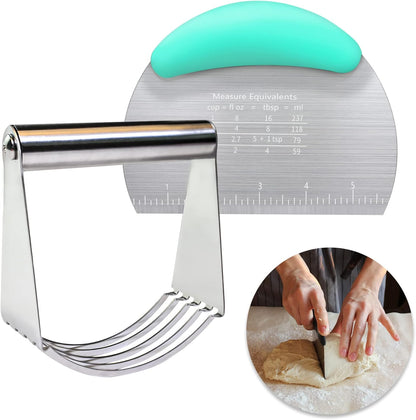 Pastry Cutter Dough Scraper Dough Cutter Scraper Tool Kitchen Pastry Blender,Stainless Steel Pastry Cutters Heavy Duty Dough Cutter for Kitchen Baking Tools,Comfortable and Dishwasher Safe (Blue)