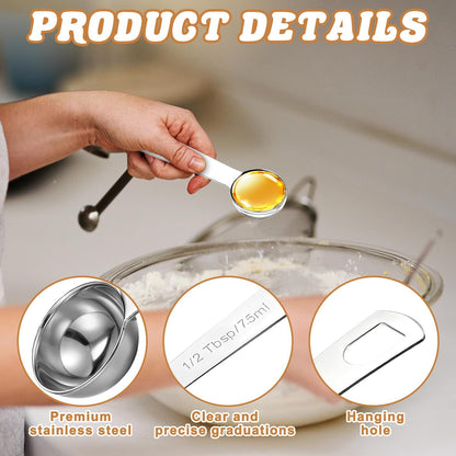3 PCS Teaspoon Measuring Spoons, 5 ML Teaspoons Measuring Spoon, Stainless Steel 1 Teaspoon Scoop, 1/3 Tablespoon, Short Handle Measuring Teaspoons for Precise Cooking, Baking and Spices Measurement