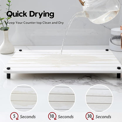 Sink Caddy Kitchen Sink Organizer, Water Absorbing Stone Tray for Sink,Diatomite Bathroom Counter Tray,Faucet Drying Mat Protector Coaster Soap Dish Rack Riser Vanity Dispenser Sponge Holder,10" x 4"