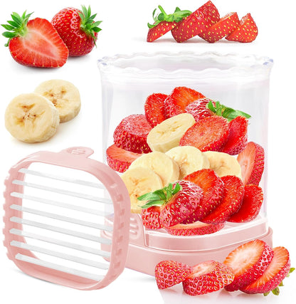 Creative Strawberry & Fruit Slicer - Detachable Cutter with Push Plate (Black)