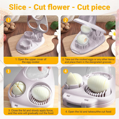 1 Pcs Heavy Duty Egg Slicer with 3 Cutting Modes, Stainless Steel Egg Cutter for Hard Boiled Eggs, Strawberry, Grape, Mushroom, Kitchen Dicer Tool, Send Goods From Local Warehouse