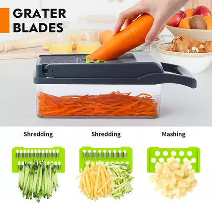 Vegetable Chopper 10-in-1 Onion Chopper with Container, Veggie Dicer Cutter Slicer, Food Chopper Kitchen Tool with Blades.