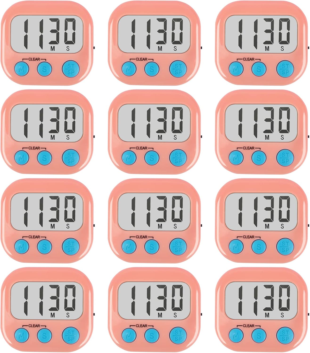 2 Pack Digital Kitchen Timer for Cooking Big Digits Loud Alarm Magnetic Backing Stand Cooking Timers for Baking White