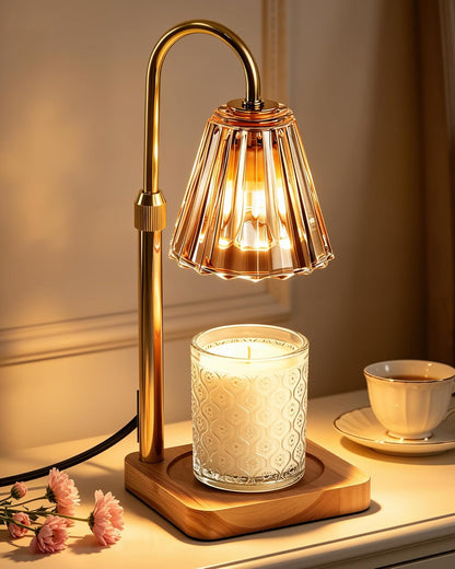 Marycele Candle Warmer Lamp with Timer & Dimmer - Mothers Day Gifts for Women Mom Her, Aesthetic Office Home Decor, Adjustable Height Wax Melter for Candle Jar & 3-Wick Candles (2 Bulbs Included)