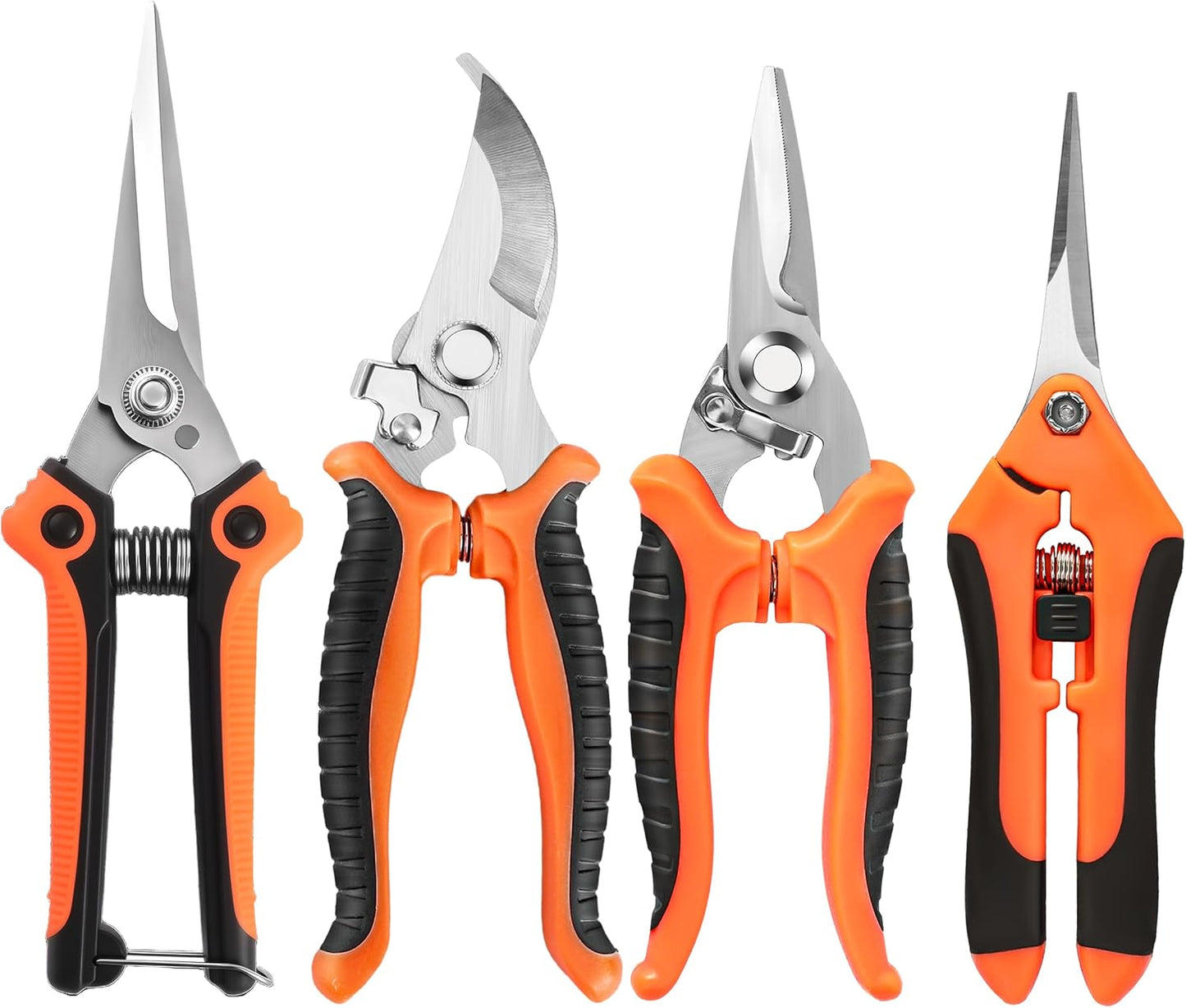 EWPJDK 4 Pack Garden Pruning Shears, Stainless Steel Garden Shears, Gardening Shears, Garden Scissors, Clippers, Pruning Snips, Pruning Shears for Gardening Tools (4PCS Yellow Orange Green)