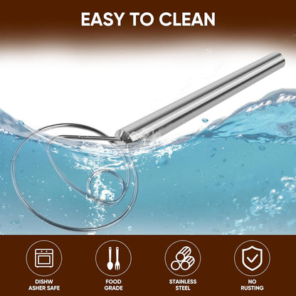 Maxjoy Danish Dough Whisk Wooden Dutch Bread Mixer with Stainless Steel Hook for Sourdough Baking Hand Tool
