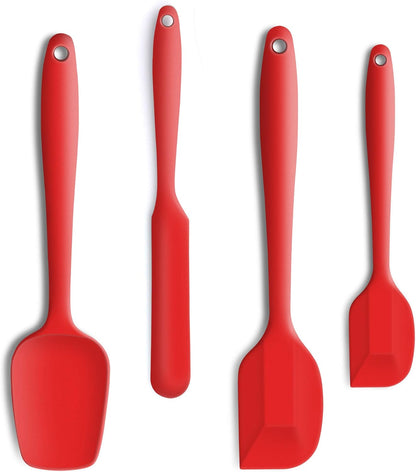 4 Piece Silicone Spatula Set, Flexible Heat Resistant Non-scratch Baking Cooking Rubber Spatulas with Stainless Steel Core, Orange