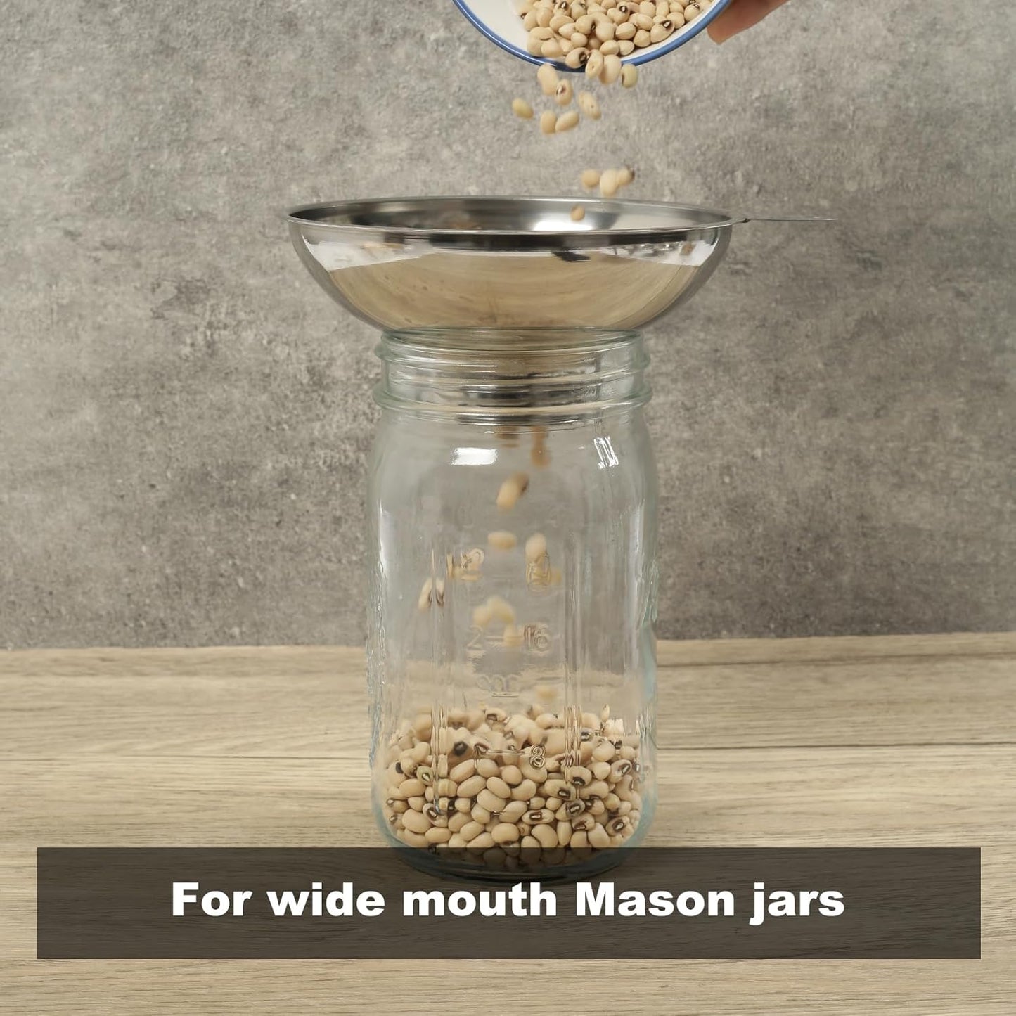 Serinar Stainless Steel Funnel, 2 Large and Small Mouth Filling Kitchen funnels, Liquids, fluids, Spices and Powders, Durable and Washable.