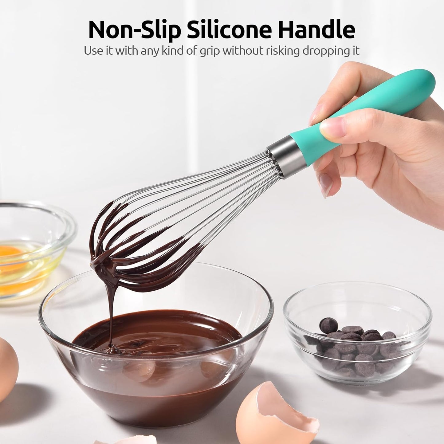 U-Taste 7" Mini Whisk for Cooking: 18/8 Stainless Steel Small Metal Kitchen Wisk, Tiny Hand Mixing Tool for Coffee, Egg, Sauce, 6-Wires Compact Head for Baking, Beating in Bowl, Mug, Jar (Set of 2)