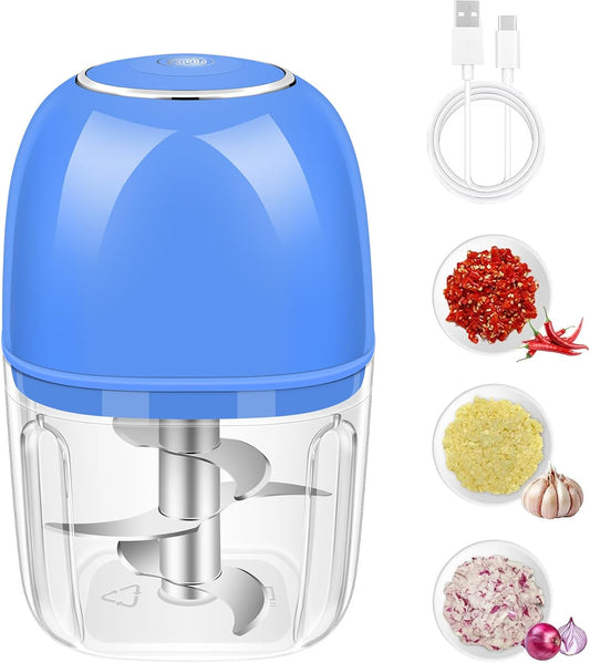 450ML (1.8 Cup) Electric Garlic Chopper, Mini Portable Food Processor, Garlic Grinder Masher for Onion, Ginger, Chili, Fruit, Vegetable, Meat