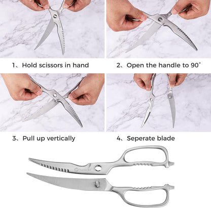 Sunnecko Kitchen Scissors All Purpose Heavy Duty Scissors Titanium Coated, Kitchen Shears for Food, Micro Serrated with Detachable Blades