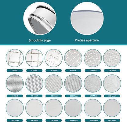 304 Stainless Steel Lab Sieve Screen Mesh, 6 Mesh(3.5mm) Aperture Test Sieve, 12Inch(30cm) Diameter Economy Standard Analysis Sample Test Sieves for Industrial Laboratory Homes - Colors B