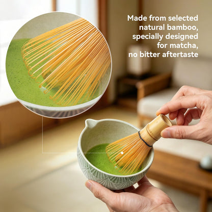 Matcha Whisk Set,Ceramic Matcha Kit Set Includes Matcha Bowl, Bamboo Whisk and Holder, Bamboo Scoop, Scoop Rest and Sifter - 6 Pcs for Tea Ceremony,Gifts for Family/Friend(Mottled Green)