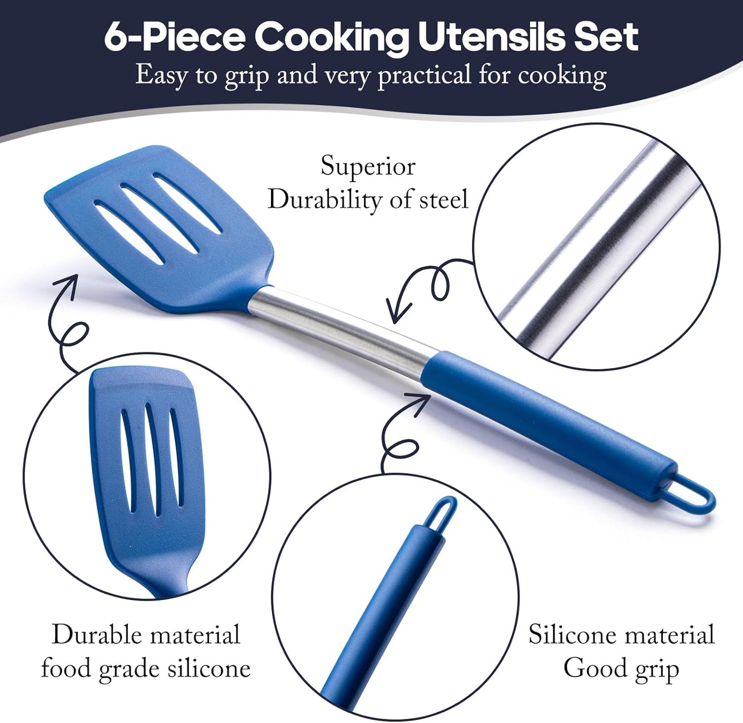 Silicone Kitchen Utensils Set 34 Pieces 450 °F Heat Resistant - Grey Cooking Utensils-Set for Nonstick Cookware - Silicone Spatulas Set, Stainless Steel Handle & Other Kitchen accessories