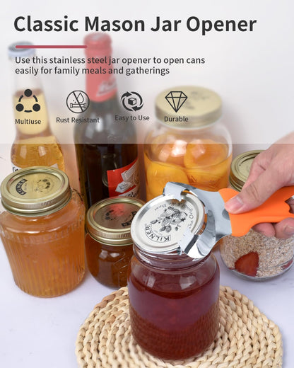 CYDW Mason Jar Opener Tool with Soft Touch Handle, No Lid Dents or Damage, Can Opener Manual Multi-Purpose, Easy Twist Manual Handheld Top Remover, Canning Supplies, Bottle Opener, Made for Lifetime
