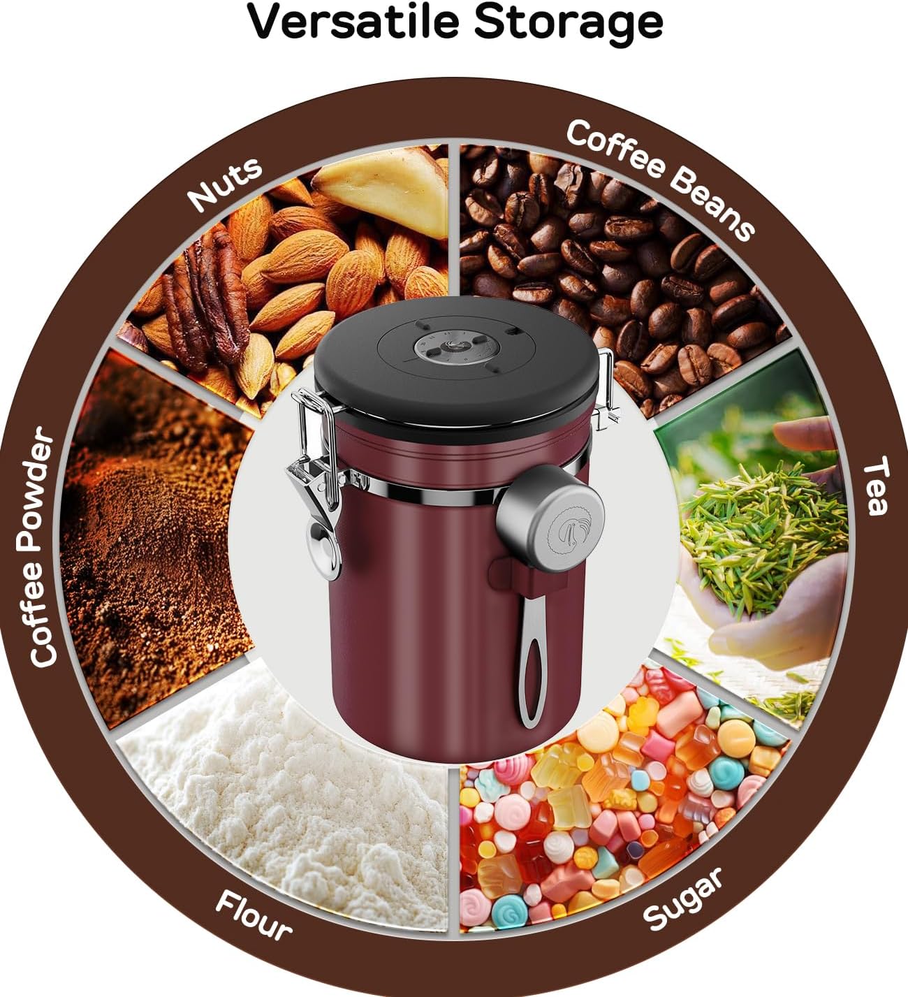 Coffee Gator Stainless Steel Canister - Medium 16oz, Gray Coffee Grounds and Beans Container with Date-Tracker, CO2-Release Valve, and Measuring Scoop - Ideal Coffee Lovers Gifts