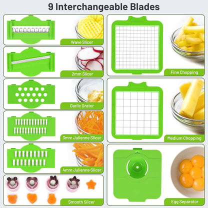 2-in-1 Vegetable Dicer, Onion Chopper with 6.7mm and 13.5mm Dicing Blades, 1.5L Food Prep Container for Salad, Potato, Tomato, Home Kitchen Meal Prep (White & Black)