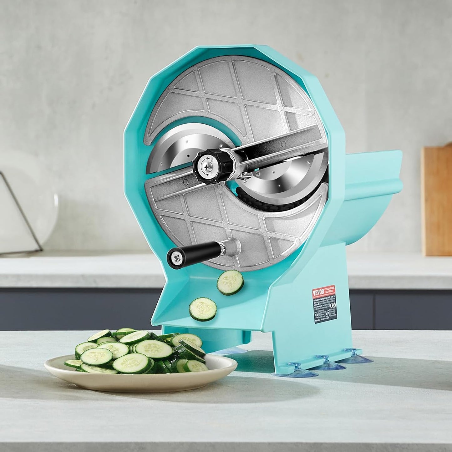VEVOR Electric Vegetable Slicer, 0-0.5"/0-12mm Thickness Adjustable Commercial Slicer Machine, Convertible to Manual, Stainless Steel Food Cutter Slicing Machine, for Potato, Lemon, Tomato, Apple