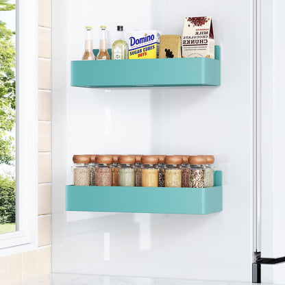 Mystozer Magnetic Spice Rack for Refrigerator, Kitchen Organizer and Storage Shelf, Black (4 Pack)…