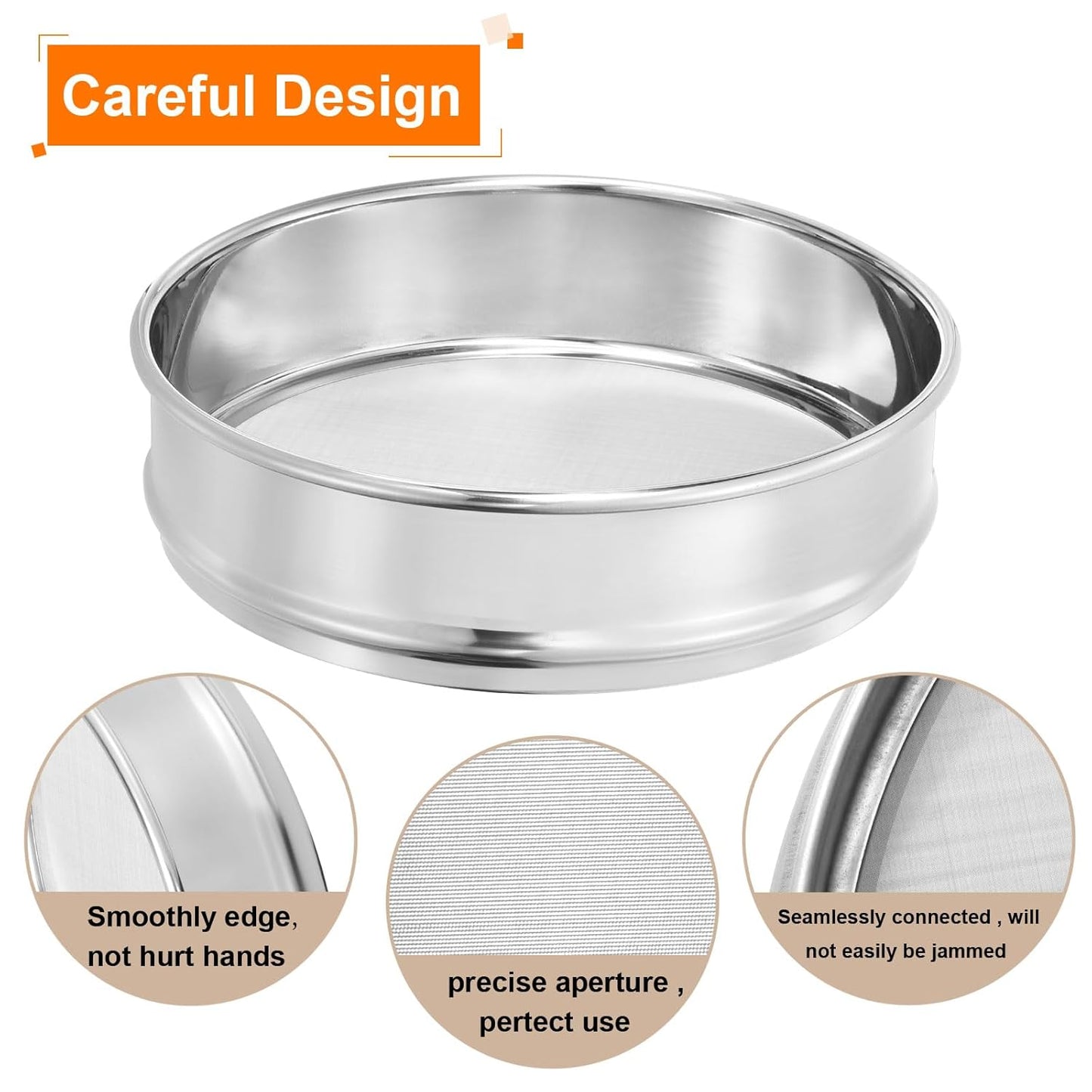 PATIKIL 40 Mesh Lab Sieve, 8" Diameter Test Sieve 304 Stainless Steel Wire Cloth (0.45mm) for Industrial Laboratory - Colors B