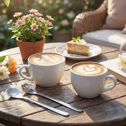 4Pcs Coffee Spoons, Ymapinc Cute Cat Paw Spoon Set, 5.9 Inch Unique Siver Stirring Spoons Set for Coffee Milk Drink Cooking Utensils Accessories
