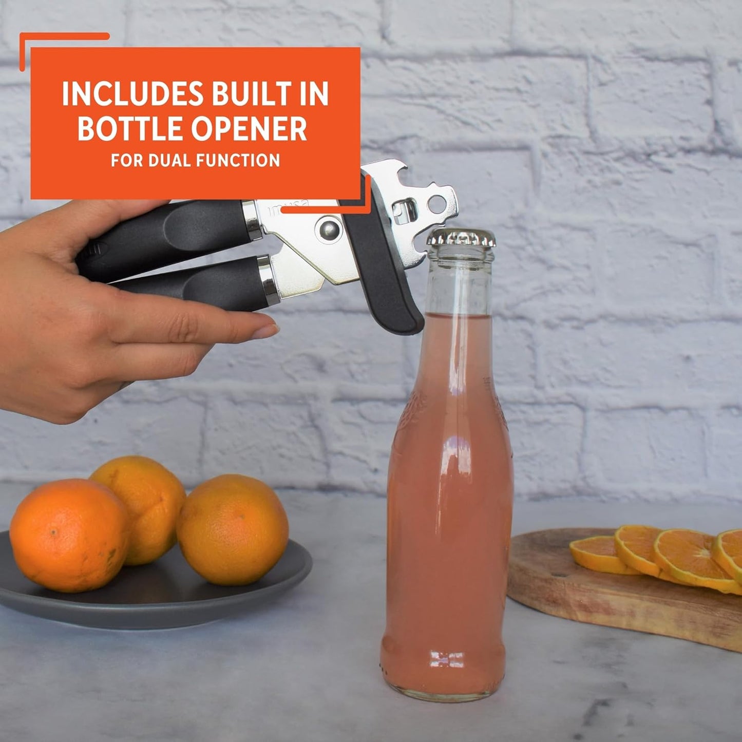 Imusa USA Easy to Use Manual Chef Can Opener, Black