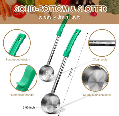 4 Ounce Solid Stainless Steel Portion Control Ladle Spoon - 4Pcs Pizza Sauce Serving Spoons Portion Ladle for Sauces, Perfect for Weight Watchers, Buffets, Parties